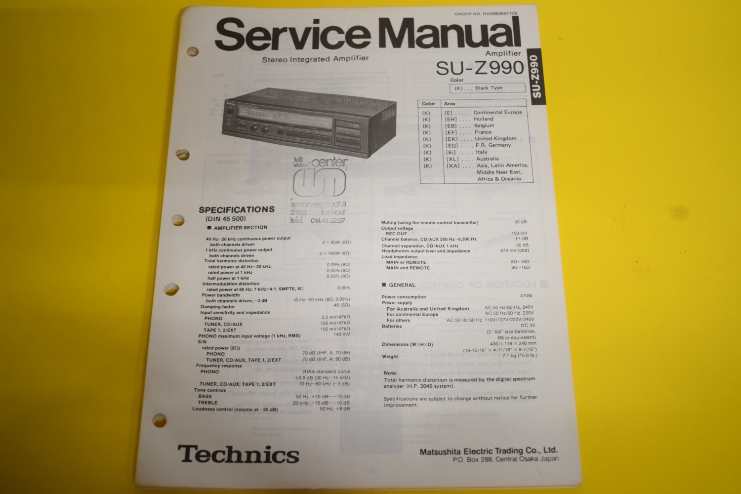 Technics SU-Z990 Amplifier Service Manual  			